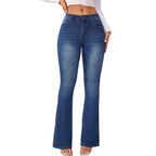 Damen Flared Jeans im Vintage-Stil mit hohem Bund und elastischem Stretch R&B