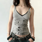 Damen Crop-Top mit floralem Design und Spaghetti-Trägern R&B