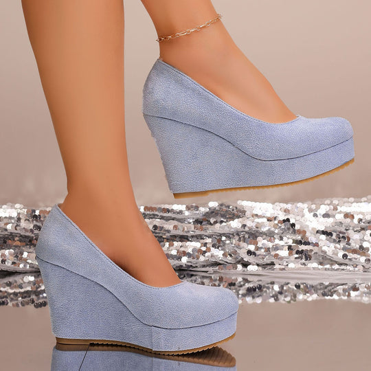 Damen Wedge-Pumps mit elegantem samtigem Obermaterial und komfortablem Fußbett R&B