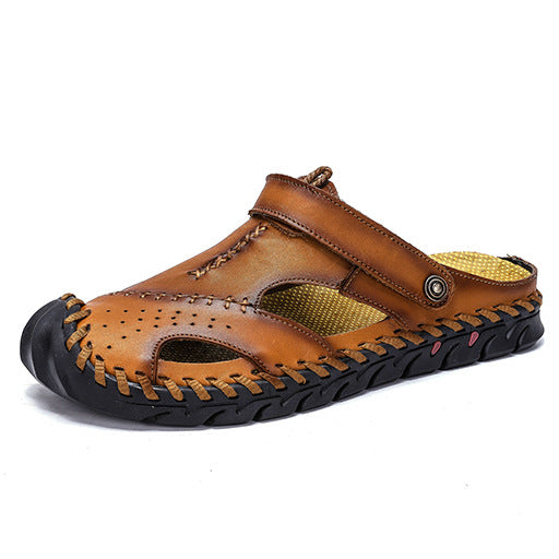 Damen Sportliche Ledersandalen mit elastischem Riemen und stoßdämpfender Sohle R&B