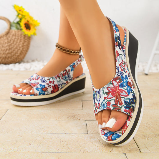 Damen Wedge-Sandalen mit floralen Akzenten und komfortablem Fußbett R&B