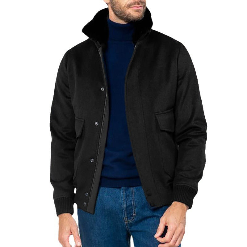 Herren modische Bomberjacke mit warmem Kragen R&B