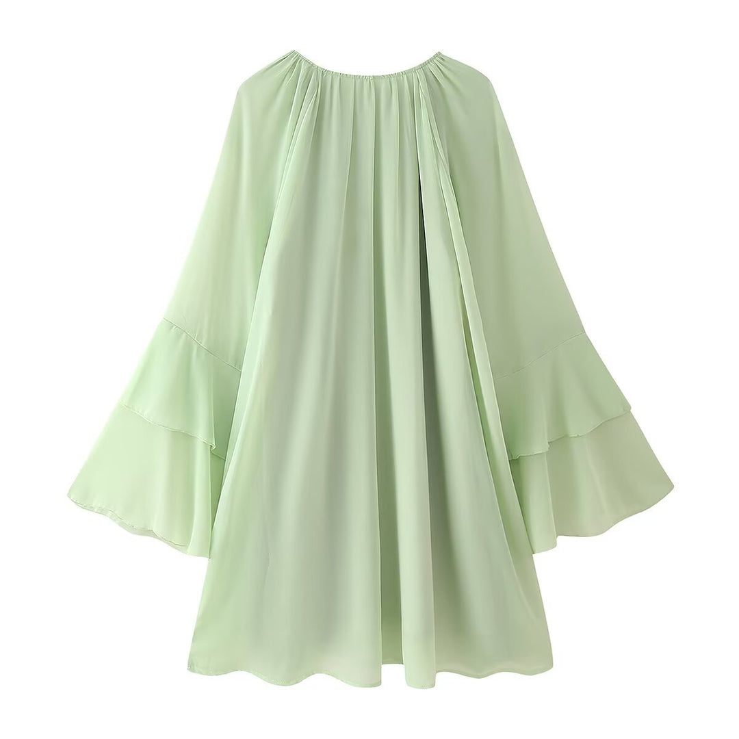Damen luftiges Maxikleid mit voluminösen Rüschendetails R&B