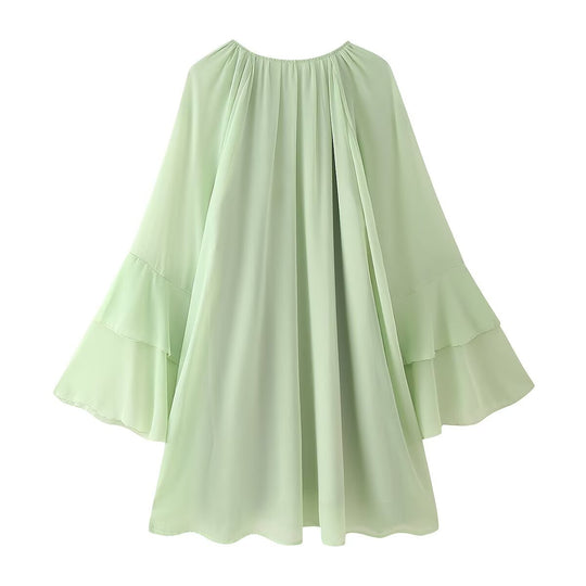 Damen luftiges Maxikleid mit voluminösen Rüschendetails R&B