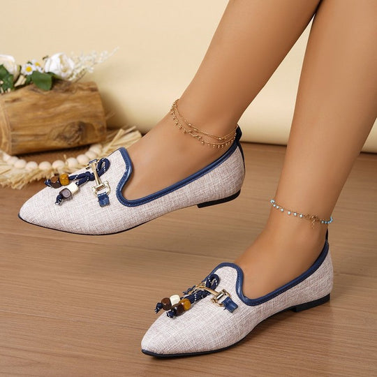Damen elegante Ballerinas mit modischen Schmuckdetails R&B