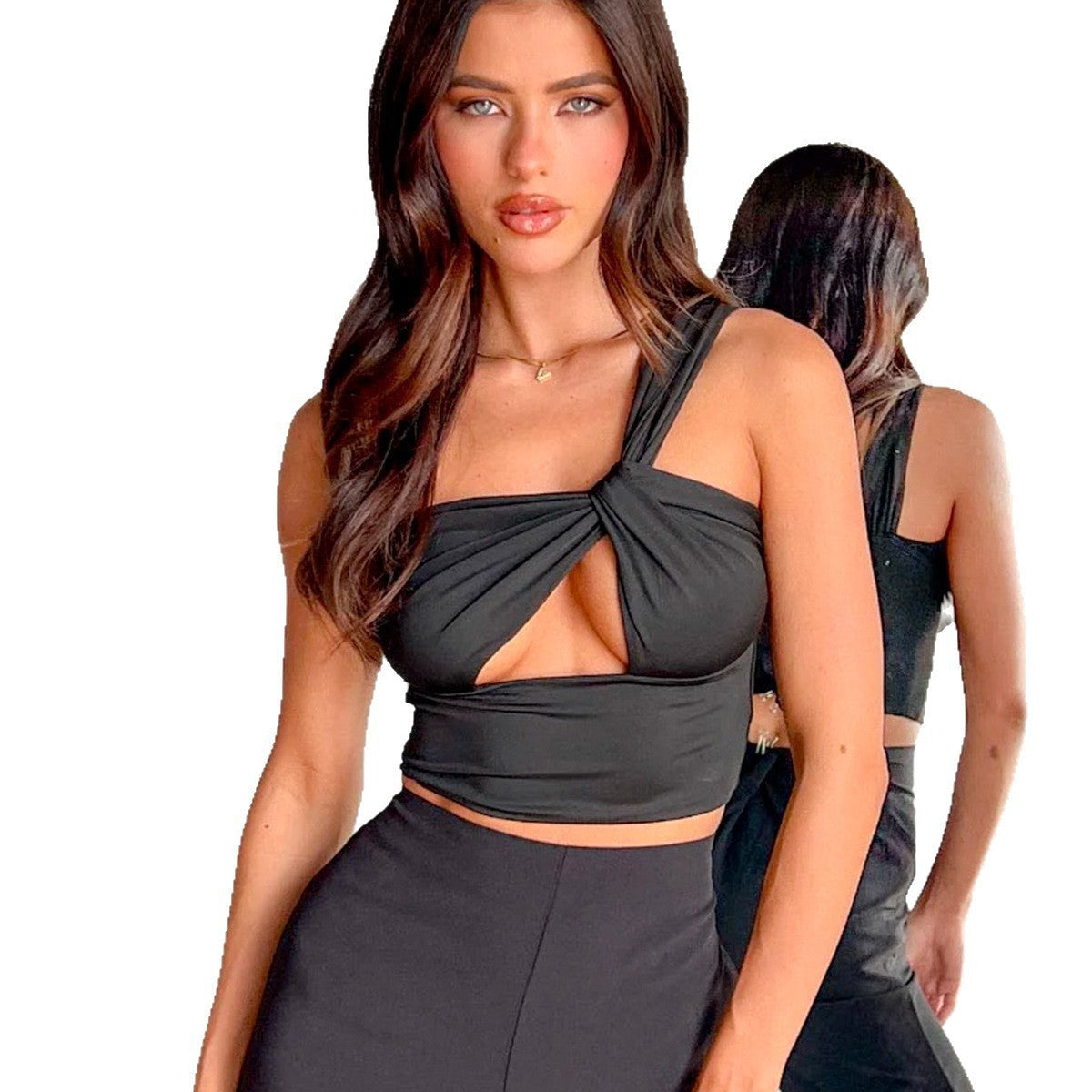 Damen Crop-Top mit Knotendetails