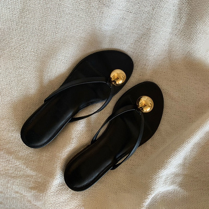 Damen Zehentrenner-Sandalen mit elegantem Schmuckdetail R&B