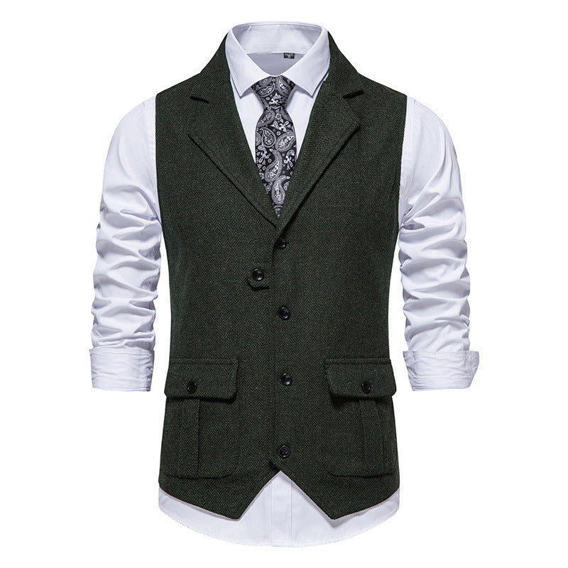 Herren Anzugweste aus hochwertigem Herringbone-Stoff R&B