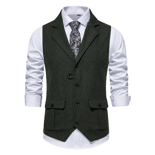 Herren Anzugweste aus hochwertigem Herringbone-Stoff R&B