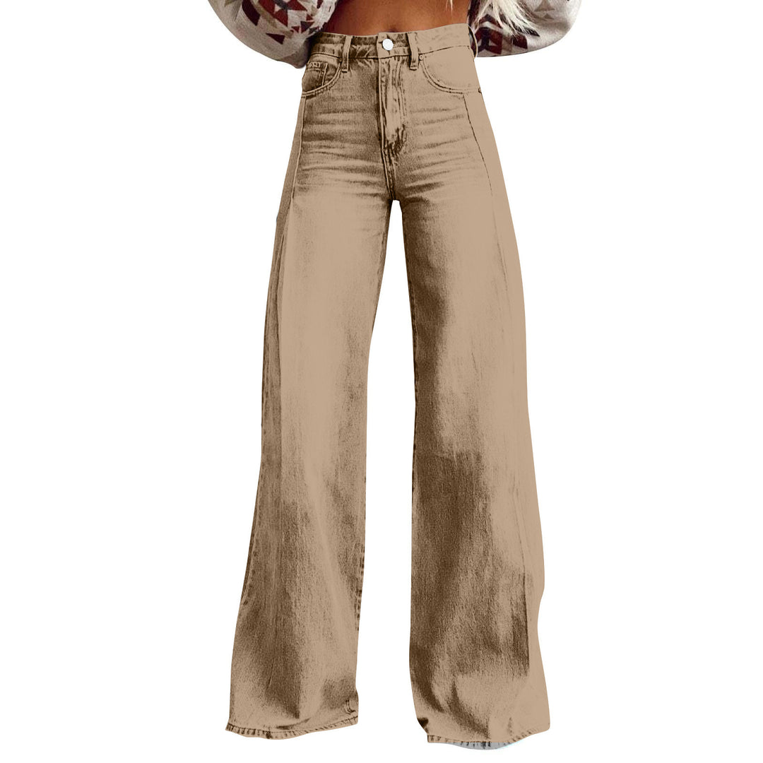 Damen Weite Hochtaillierte Jeans mit markanten Nähten