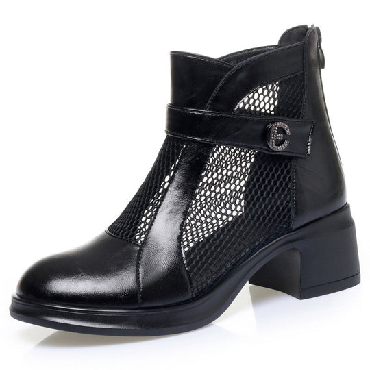 Damen modische Stiefeletten mit stylishem Netzbesatz R&B