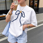 Damen Oversized T-Shirt mit elegantem Schleifenmotiv R&B