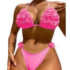 Damen Triangel-Bikini mit floralem Rüschendesign R&B