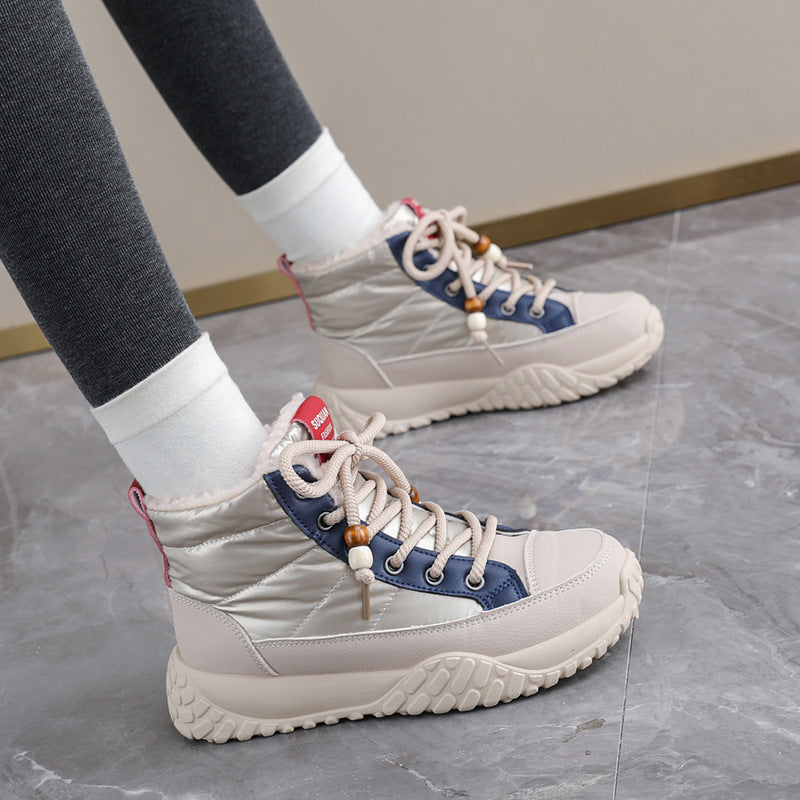 Damen hochgeschnittene Sneaker mit warmem Innenfutter und modischem Design R&B