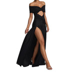 Damen Elegantes Off-Shoulder Maxikleid mit praktischem Cut-Out