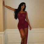 Damen Spitzenkleid mit seitlichem Schlitz R&B