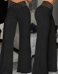 Damen Hochtaillierte Palazzo-Hosen mit trendigem Rippendesign R&B