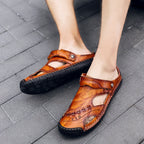 Herren Ergonomische Leder-Sandalen mit verstellbarem Riemen R&B