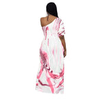 Damen Maxikleid mit asymmetrischem Schnitt und elegantem Muster R&B