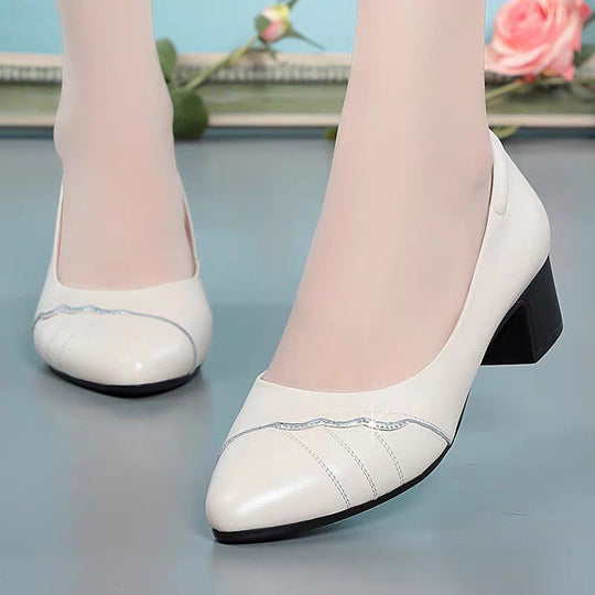 Damen elegante Pumps mit stilvollem Wellenmuster und komfortablem Blockabsatz R&B