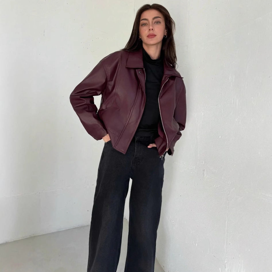 Damen Kunstlederjacke im modernen Biker-Stil R&B