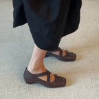 Damen Ballerinas mit elastischen Kreuzriemen und dekorativem Schleifendetail