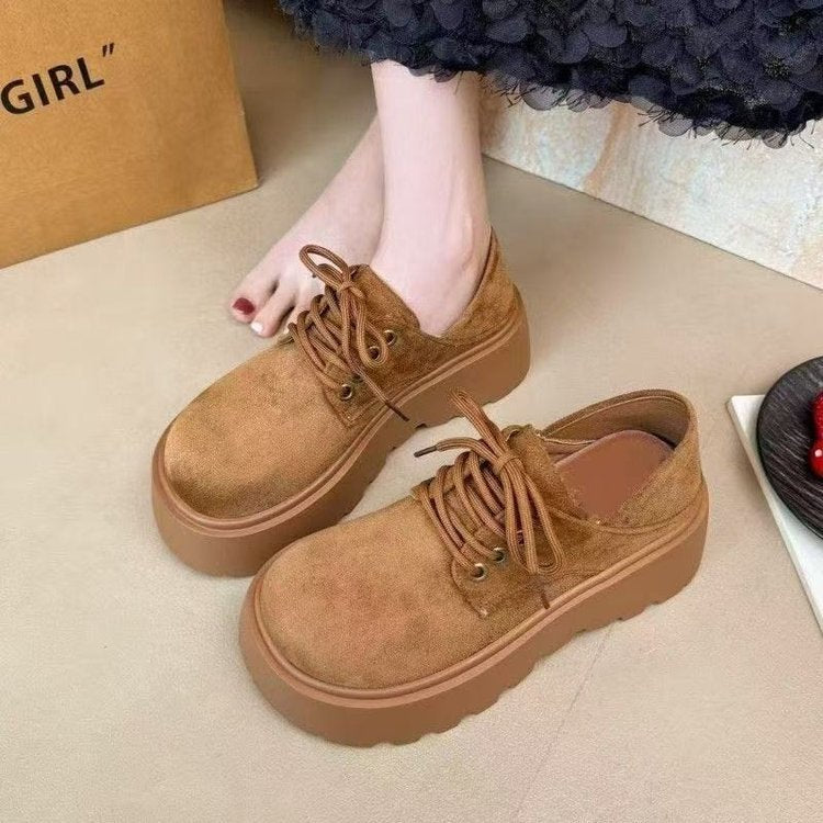 Damen Plüschgefütterte Platform-Schuhe mit lässigem Schnürdesign R&B