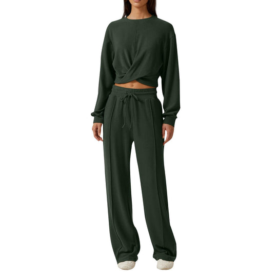 Damen gemütliches Sweatpants-Set mit modischem Crop-Oberteil R&B
