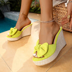 Damen Wedge-Pantoletten mit dekorativem Schleifendetail R&B