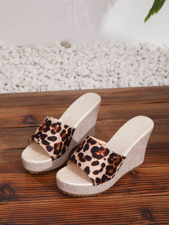 Damen Wedge-Pantoletten mit tierischem Druck und komfortablem Fersenbereich R&B