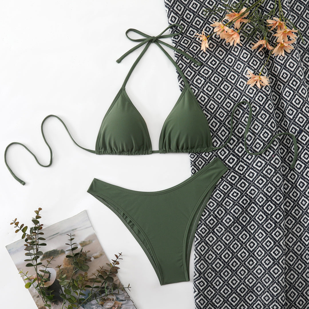Damen Bikini-Set mit verstellbarem Triangel-Oberteil und hoch geschnittenen Bottoms R&B