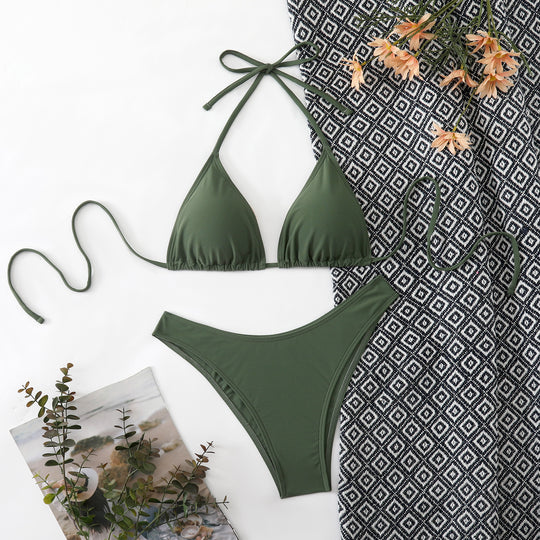 Damen Bikini-Set mit verstellbarem Triangel-Oberteil und hoch geschnittenen Bottoms R&B