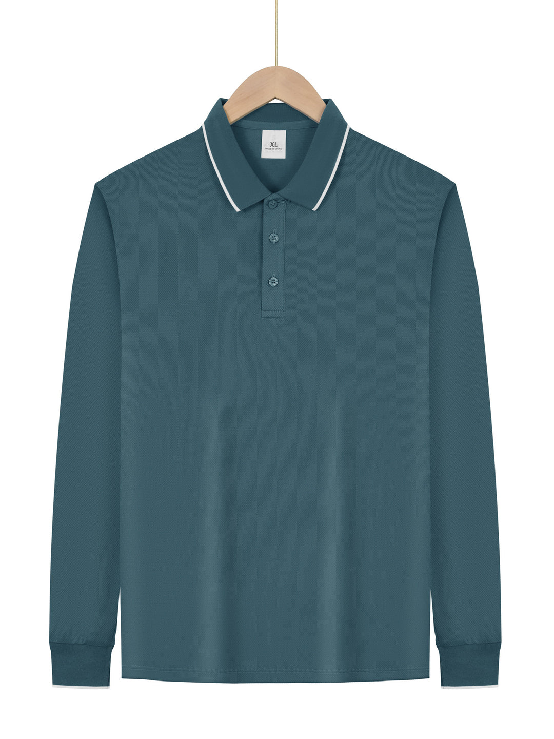 Herren nan langärmeliges Piqué-Poloshirt mit Kontrastpaspel am Kragen und Bündchen R&B
