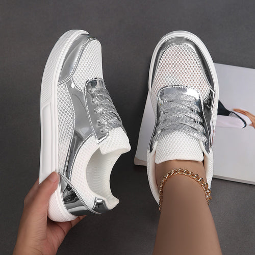Damen Sportliche Sneaker mit reflektierenden Akzenten und atmungsaktivem Mesh R&B