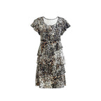Damen fließendes Wickelkleid mit elegantem Layering und einzigartigem Muster R&B