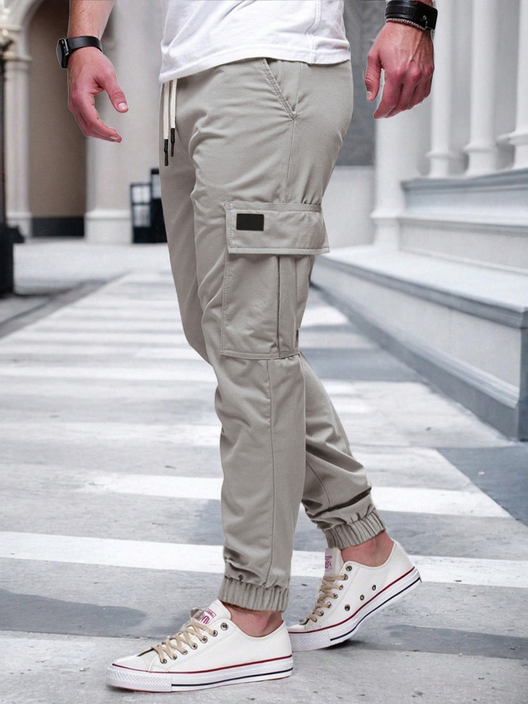 Herren Cargo-Hose mit elastischem Bund und multifunktionalen Taschen R&B