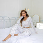 Damen Schlafanzug-Set mit floralem Design und elastischem Bund R&B