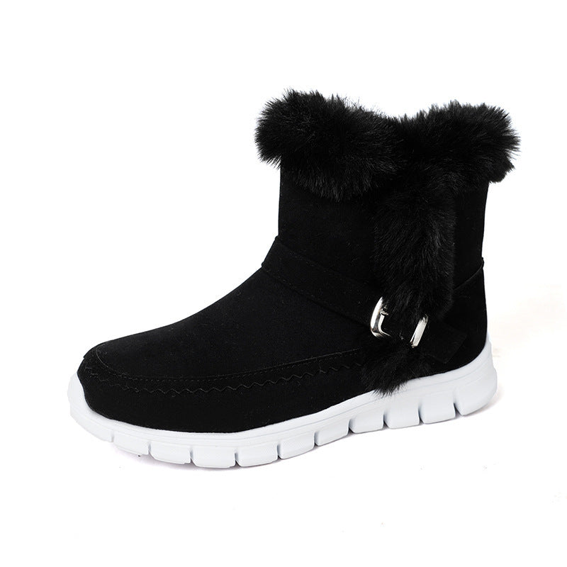 Damen Winterstiefel mit kuscheligem Kunstfell und modischem Riemen R&B