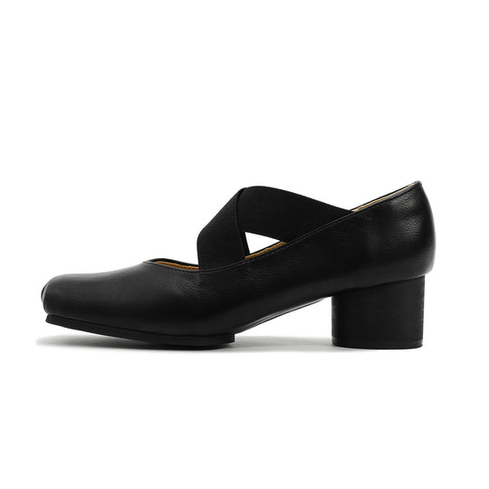 Damen elegante Ballerinas mit elastischen Riemen und glänzender Leder-Oberfläche R&B