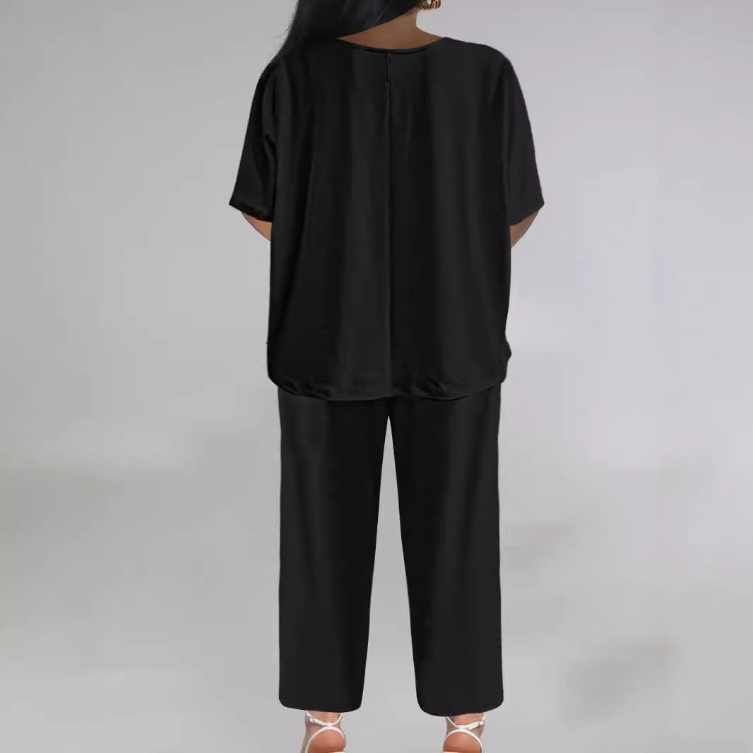 Damen Jumpsuit mit lässigem V-Ausschnitt und weitem Bein R&B