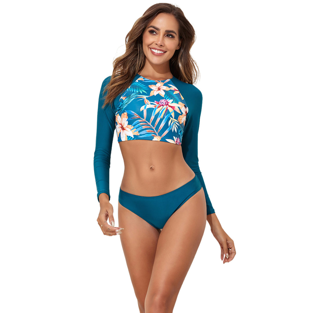 Damen Sportlicher Longsleeve Bikini-Set R&B