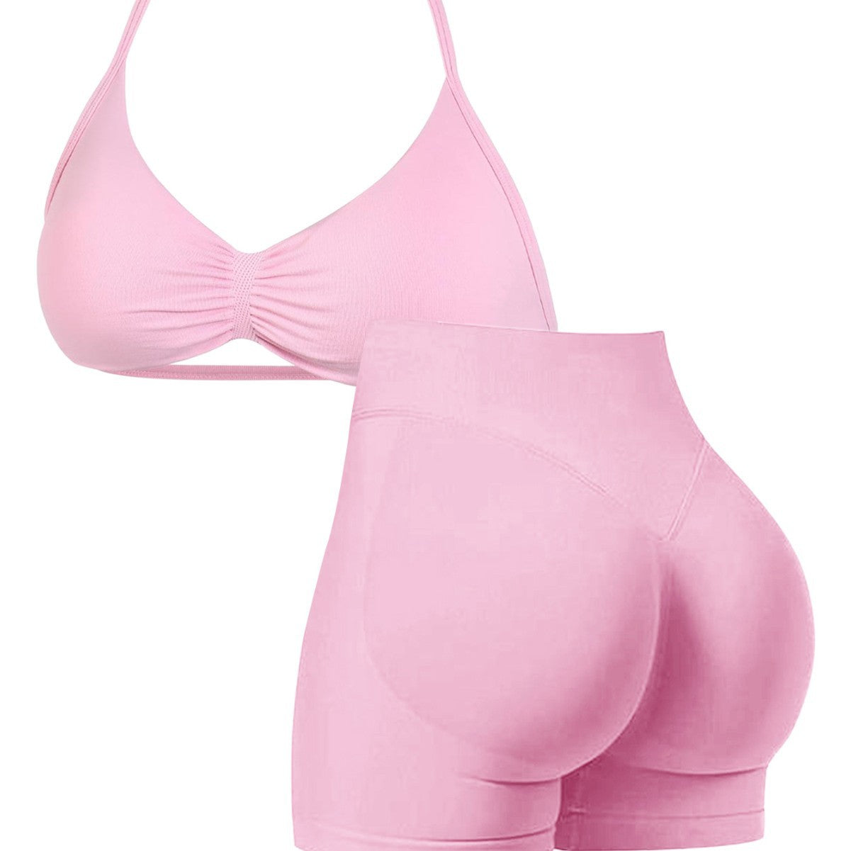 Damen Sport-Bikini-Oberteil mit hoch geschnittenen Shorts und nahtlosem Design R&B