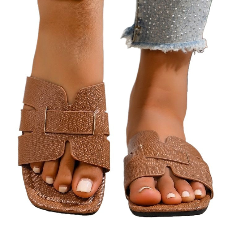 Damen Komfortable Slip-On Sandalen mit modischen Riemen R&B