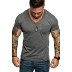 Herren V-Ausschnitt T-Shirt aus weicher Baumwolle mit Brusttasche