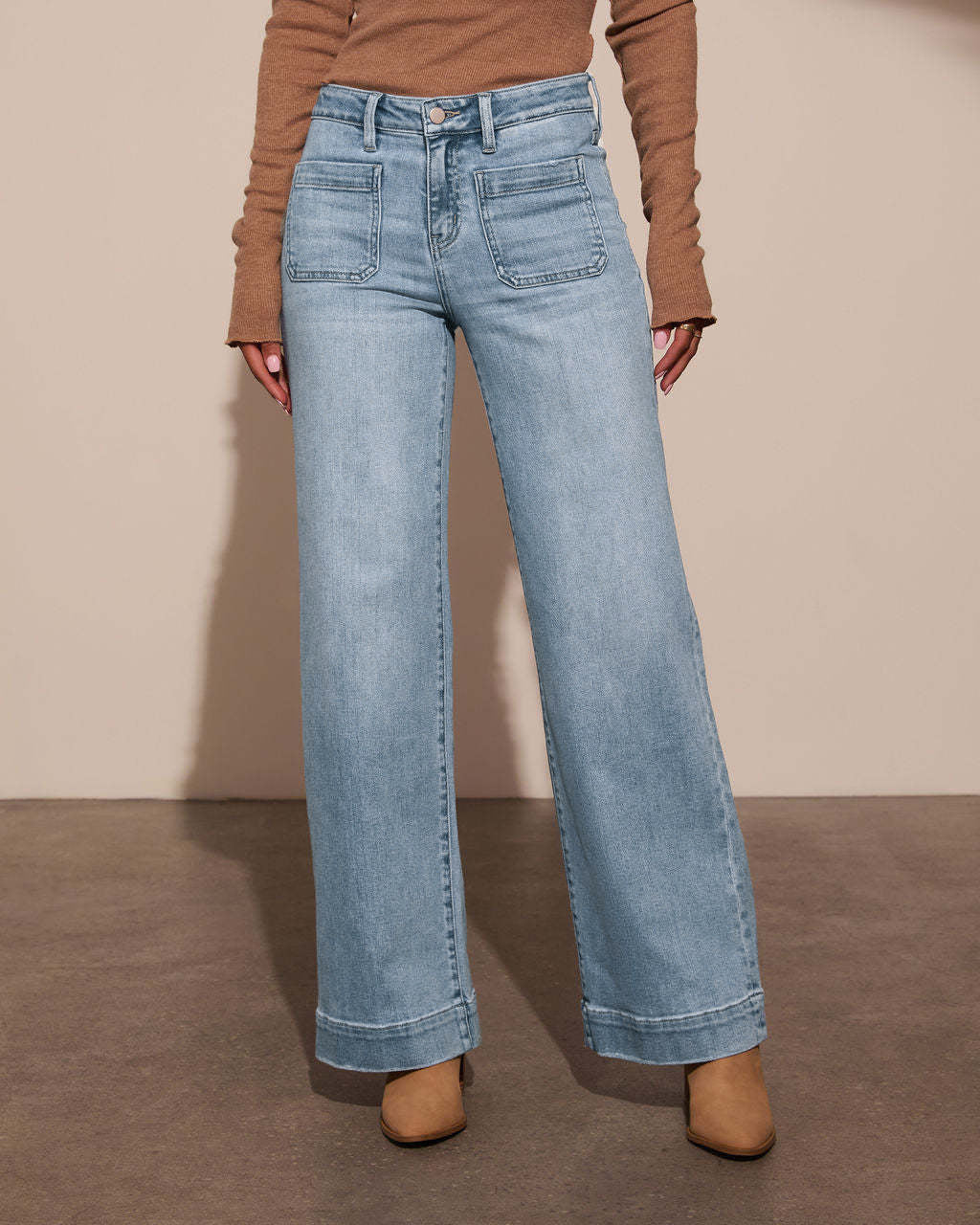 Damen Weit geschnittene Jeans mit hohen Taschen und elegantem Auftritt R&B