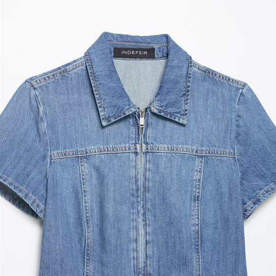 Damen Jeansjacke mit kurzem Schnitt und praktischer Reißverschlussfunktion R&B