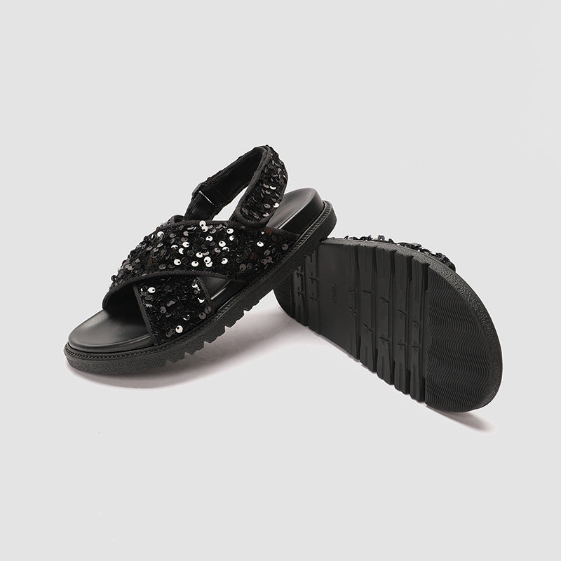 Damen Glitzernde Sandalen mit hochwertigem Riemendesign R&B