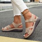 Damen Elegante Sandalen mit verstellbaren Riemen und ergonomischem Fußbett R&B