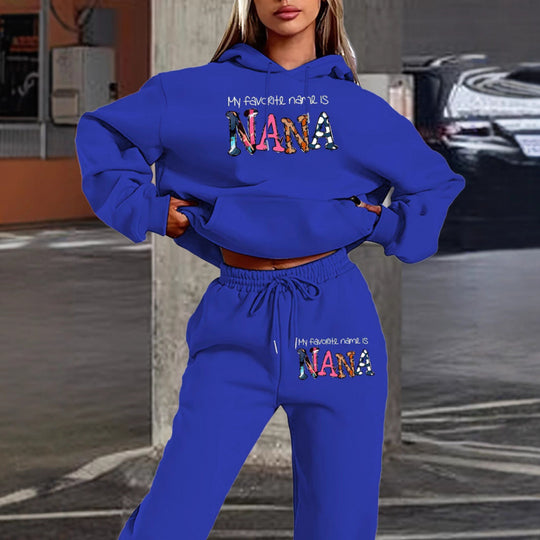 Damen Jogginganzug mit kreativem Schriftzug und bequemer Passform R&B