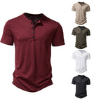 Herren Kurzarm-Henley-Shirt mit klassischem Knopfdesign